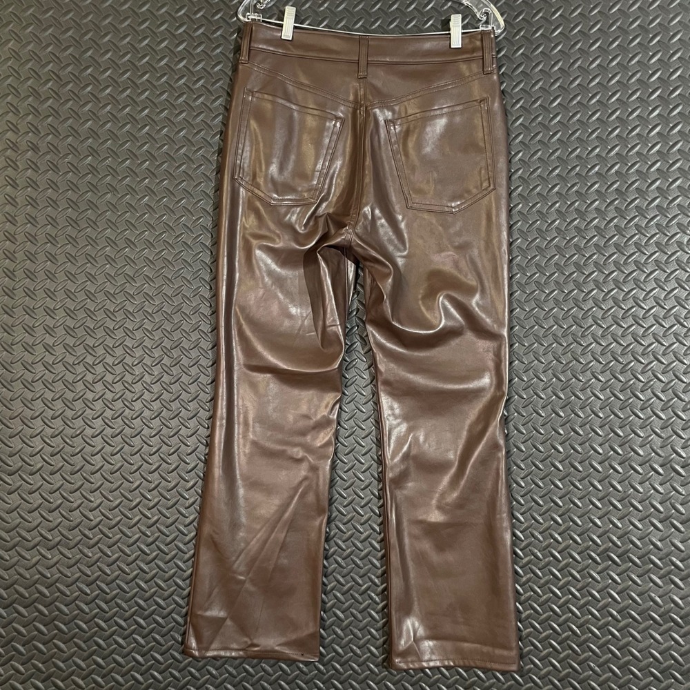 Old‎ Navy High Rise Boot Cut Faux Leather Brown Pants Women's Size 8
